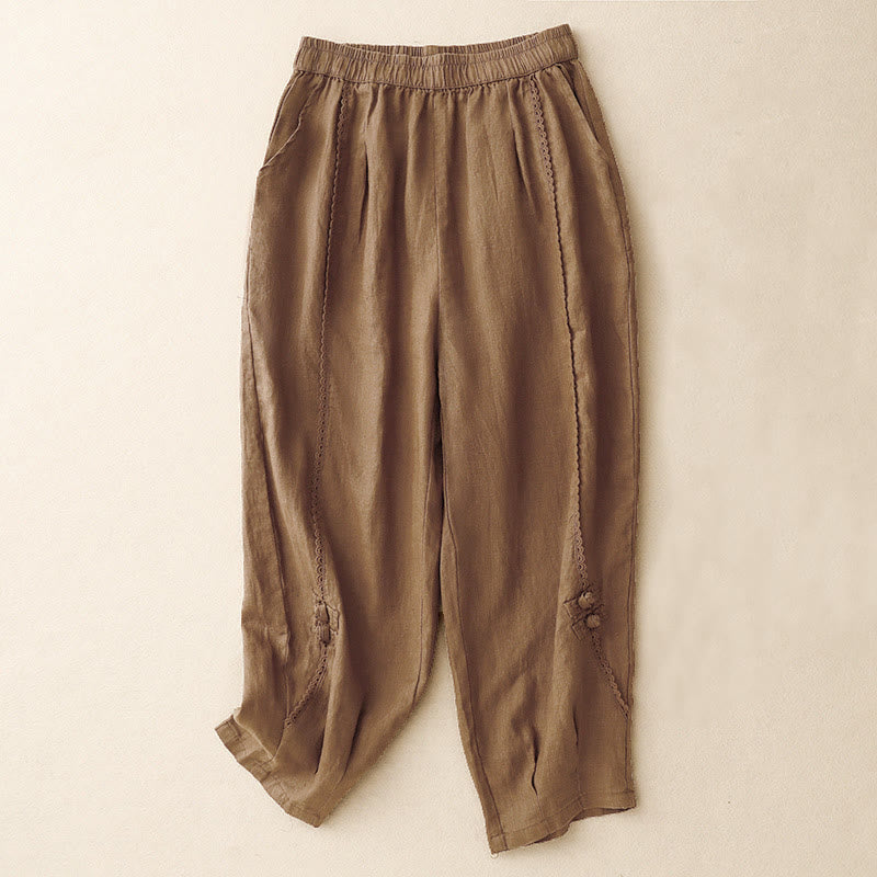 Breathable Cotton Linen High-Waist Tapered Meditation Pants