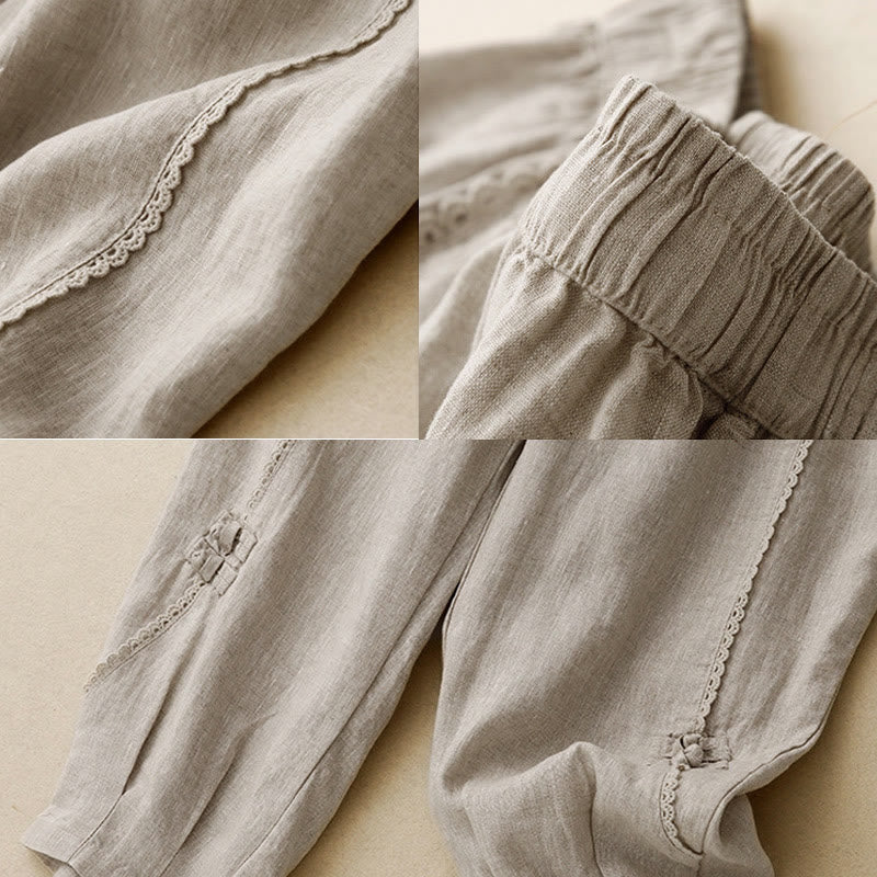 Breathable Cotton Linen High-Waist Tapered Meditation Pants