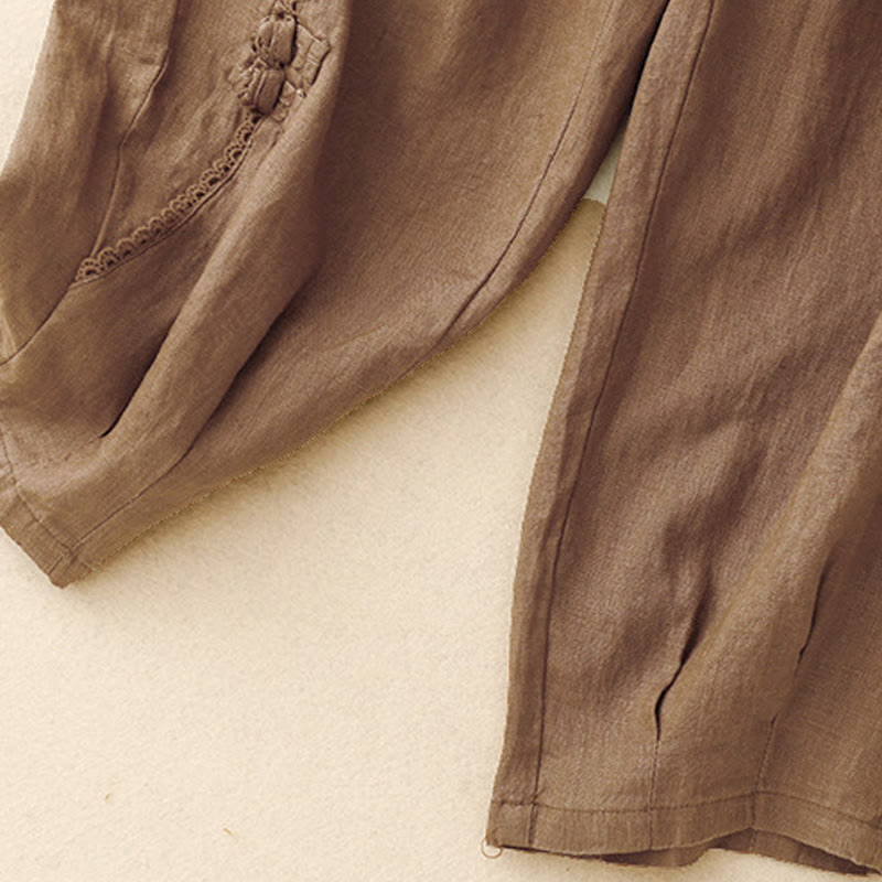 Breathable Cotton Linen High-Waist Tapered Meditation Pants