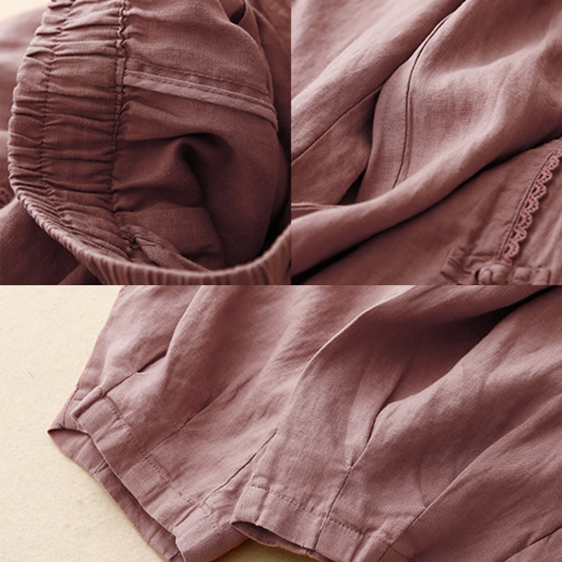 Breathable Cotton Linen High-Waist Tapered Meditation Pants