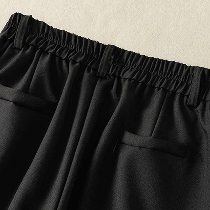 Vintage Elastic Waistband Design Drawstring Women's Cotton Pants With Pockets