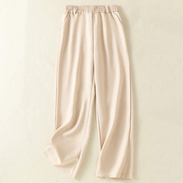 Vintage Elastic Waistband Design Drawstring Women's Cotton Pants With Pockets