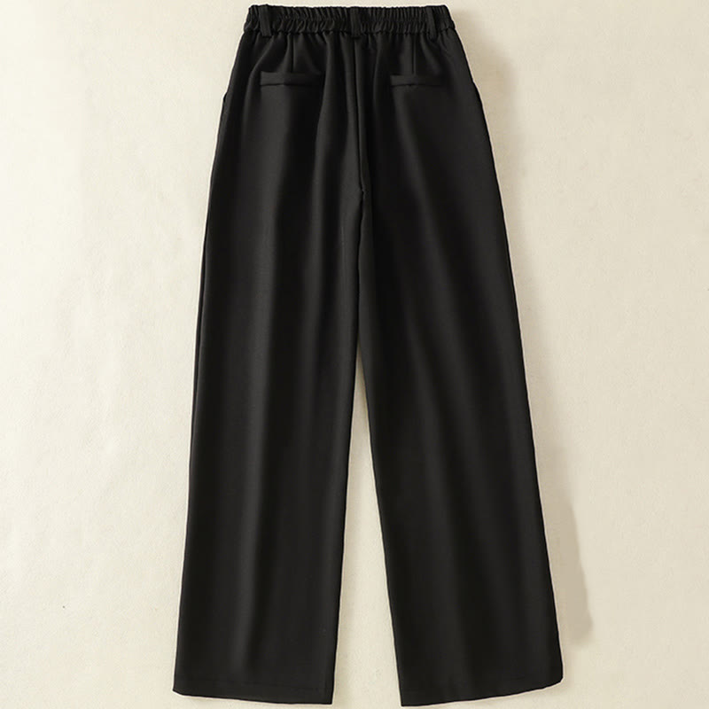 Vintage Elastic Waistband Design Drawstring Women's Cotton Pants With Pockets