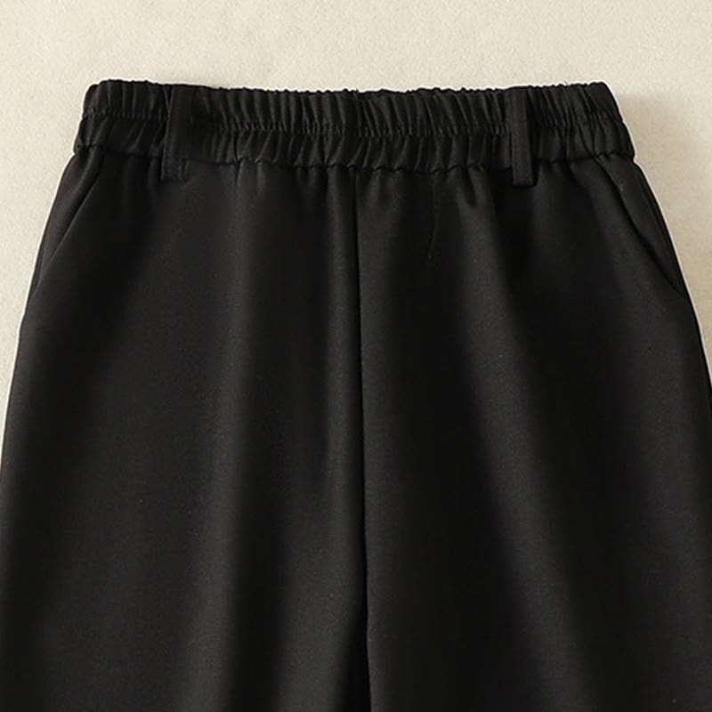 Vintage Elastic Waistband Design Drawstring Women's Cotton Pants With Pockets