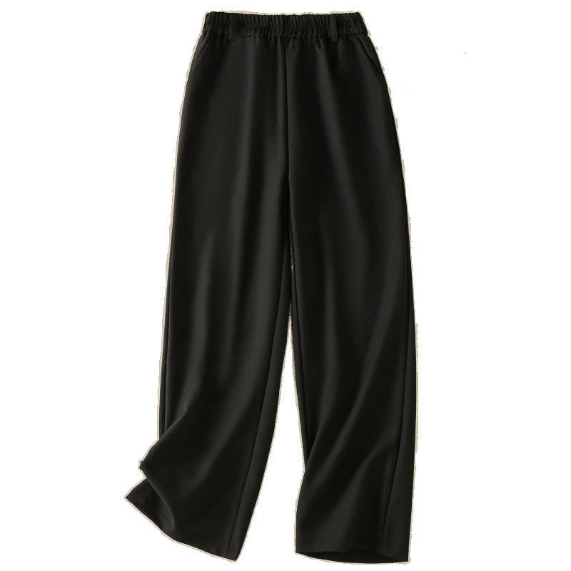 Vintage Elastic Waistband Design Drawstring Women's Cotton Pants With Pockets