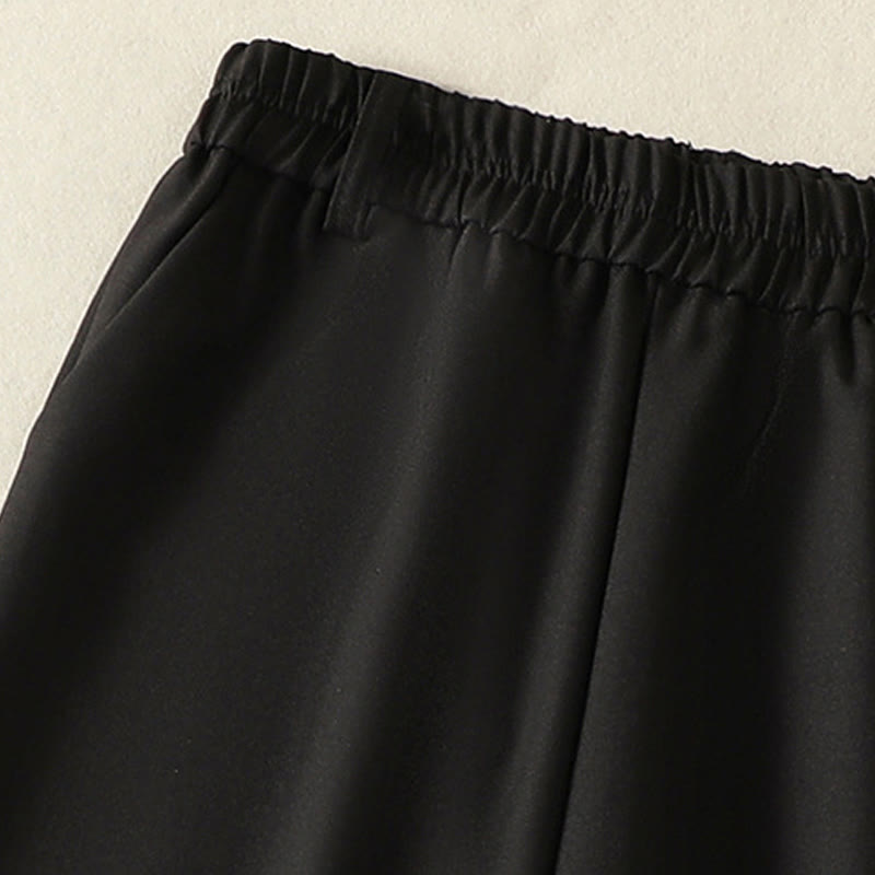 Vintage Elastic Waistband Design Drawstring Women's Cotton Pants With Pockets