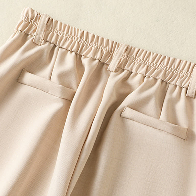 Vintage Elastic Waistband Design Drawstring Women's Cotton Pants With Pockets