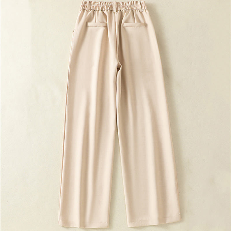 Vintage Elastic Waistband Design Drawstring Women's Cotton Pants With Pockets