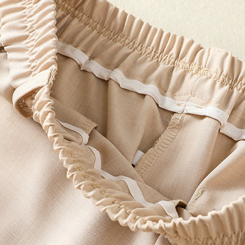 Vintage Elastic Waistband Design Drawstring Women's Cotton Pants With Pockets