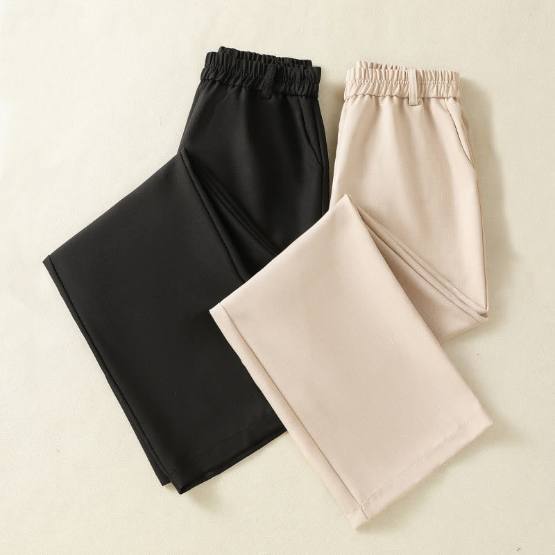 Vintage Elastic Waistband Design Drawstring Women's Cotton Pants With Pockets