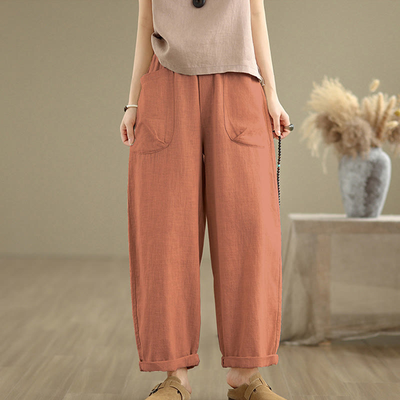Tactile Cotton Linen Tapered Meditation Harem Pants