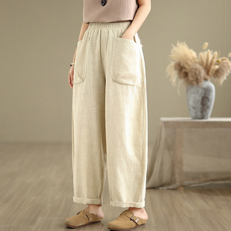 Tactile Cotton Linen Tapered Meditation Harem Pants