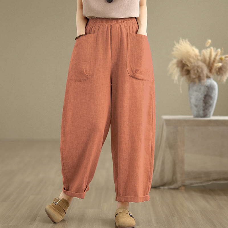Tactile Cotton Linen Tapered Meditation Harem Pants