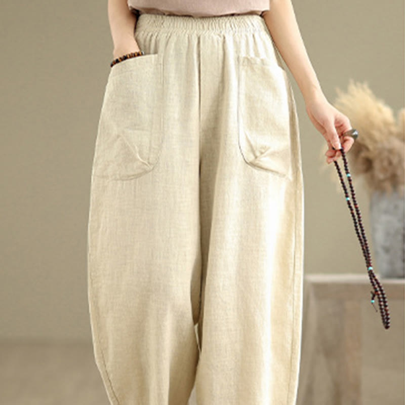 Tactile Cotton Linen Tapered Meditation Harem Pants