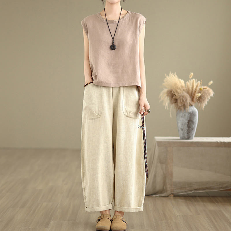 Tactile Cotton Linen Tapered Meditation Harem Pants