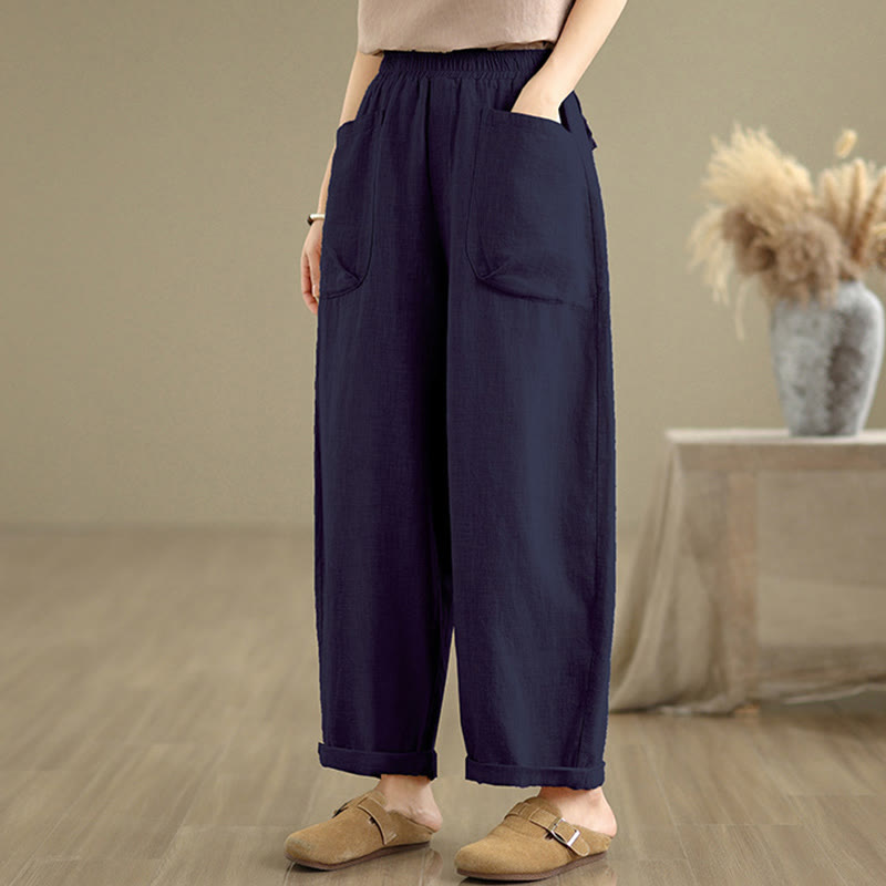 Tactile Cotton Linen Tapered Meditation Harem Pants