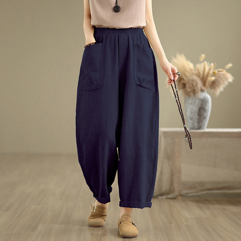Tactile Cotton Linen Tapered Meditation Harem Pants