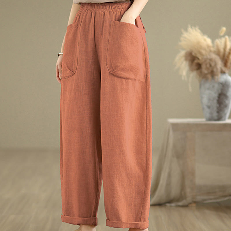 Tactile Cotton Linen Tapered Meditation Harem Pants