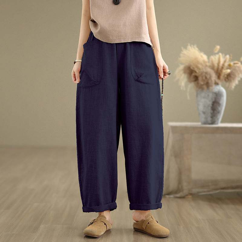 Tactile Cotton Linen Tapered Meditation Harem Pants