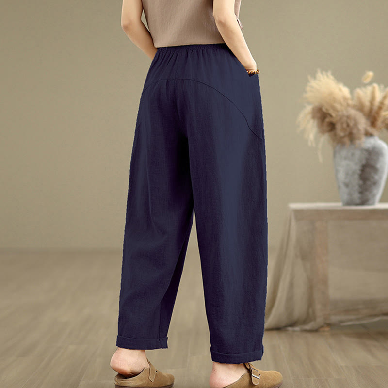Tactile Cotton Linen Tapered Meditation Harem Pants