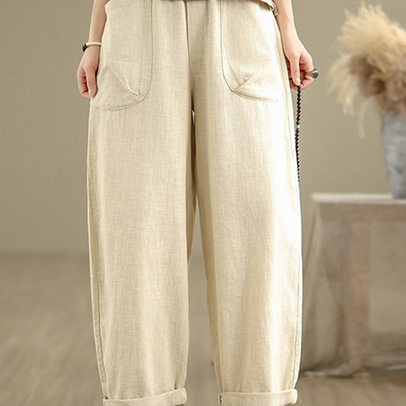 Tactile Cotton Linen Tapered Meditation Harem Pants