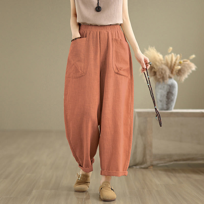 Tactile Cotton Linen Tapered Meditation Harem Pants
