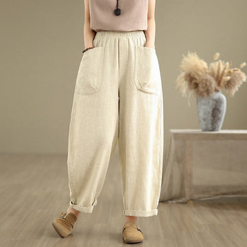 Tactile Cotton Linen Tapered Meditation Harem Pants