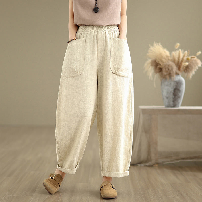Tactile Cotton Linen Tapered Meditation Harem Pants