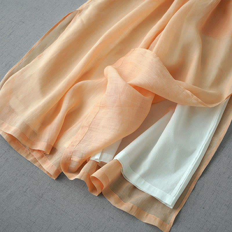 Ramie Cropped Slit Wide-Leg Meditation Pants