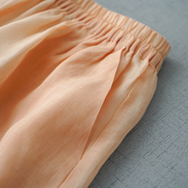 Ramie Cropped Slit Wide-Leg Meditation Pants