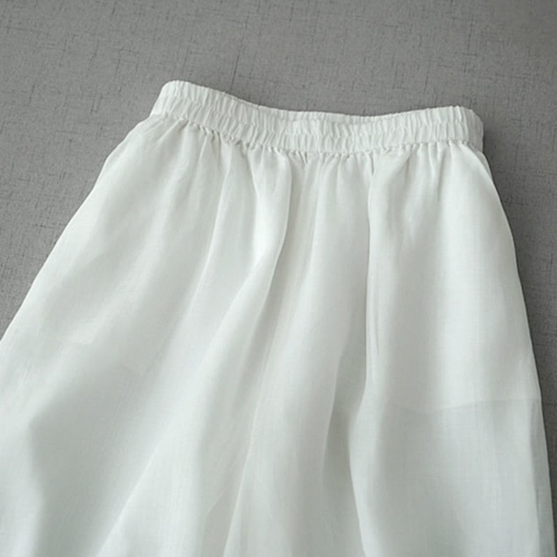Ramie Cropped Slit Wide-Leg Meditation Pants