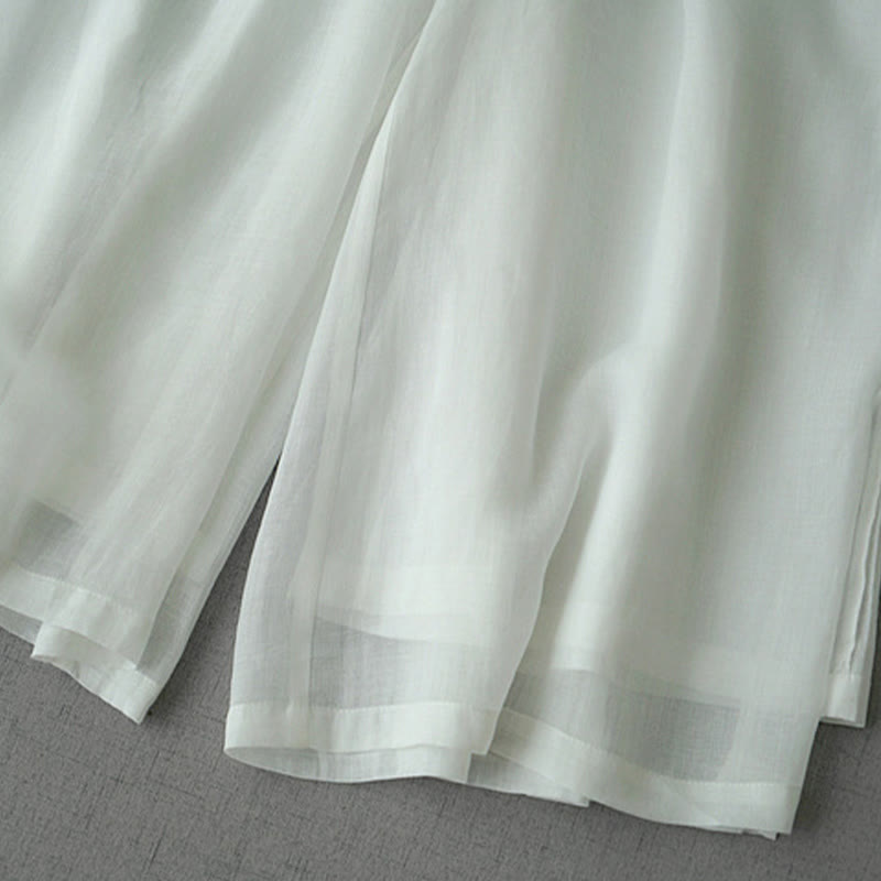 Ramie Cropped Slit Wide-Leg Meditation Pants