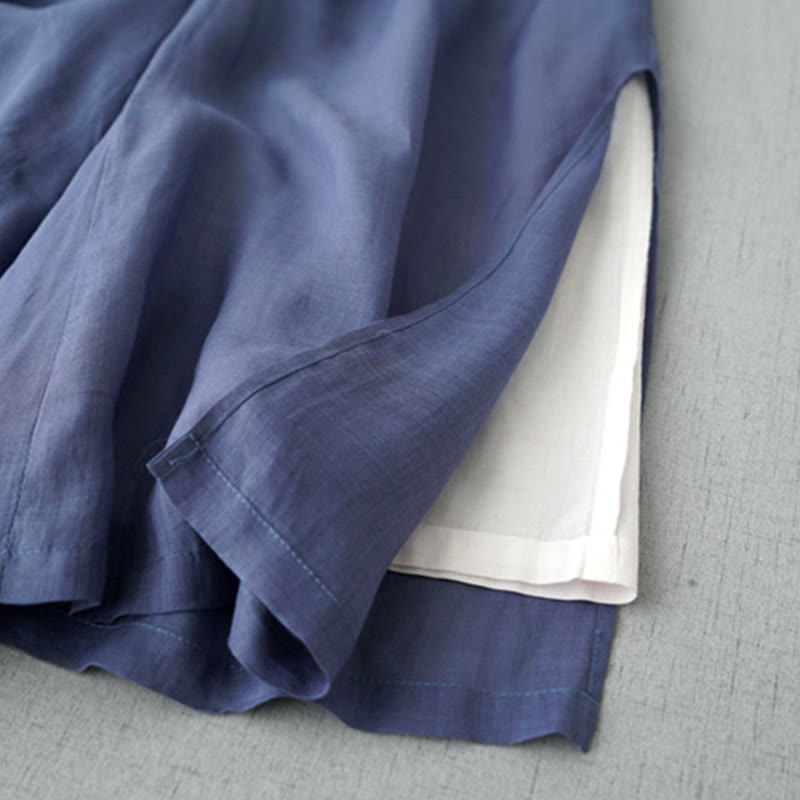 Ramie Cropped Slit Wide-Leg Meditation Pants
