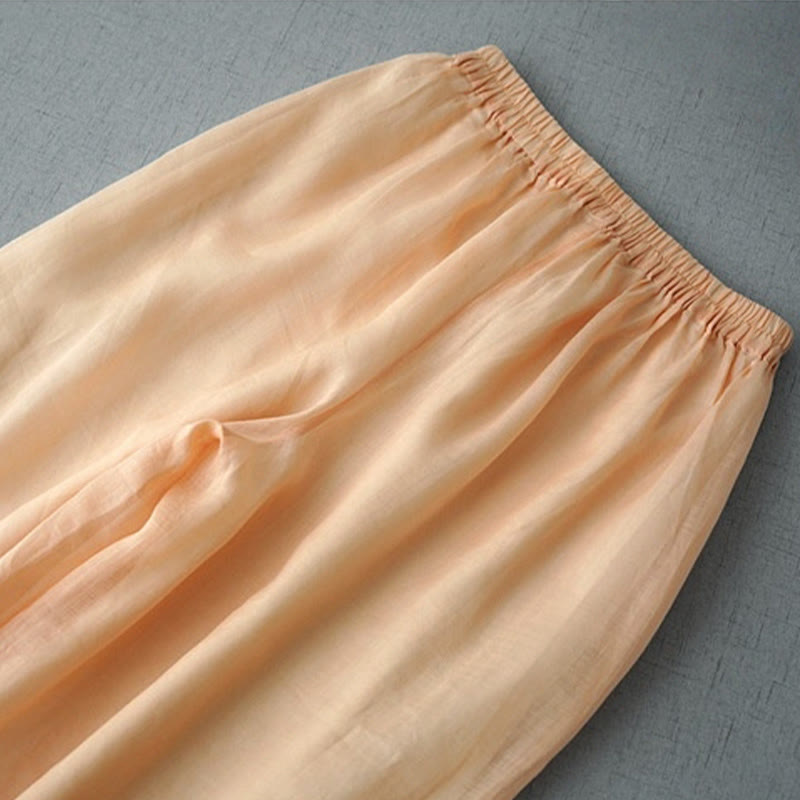 Ramie Cropped Slit Wide-Leg Meditation Pants