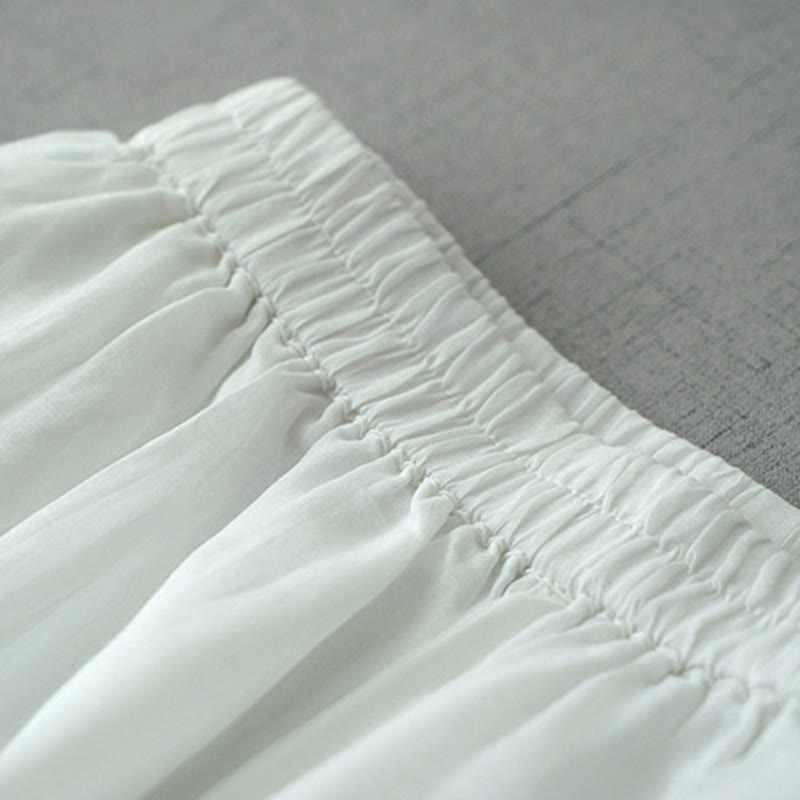 Ramie Cropped Slit Wide-Leg Meditation Pants