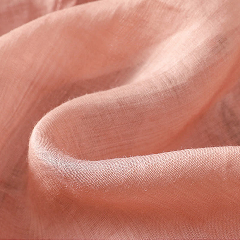 Vintage Embroidery Single Row Multi-Button Placket Design Women's Cotton Linen Long Lantern Sleeve Shirt