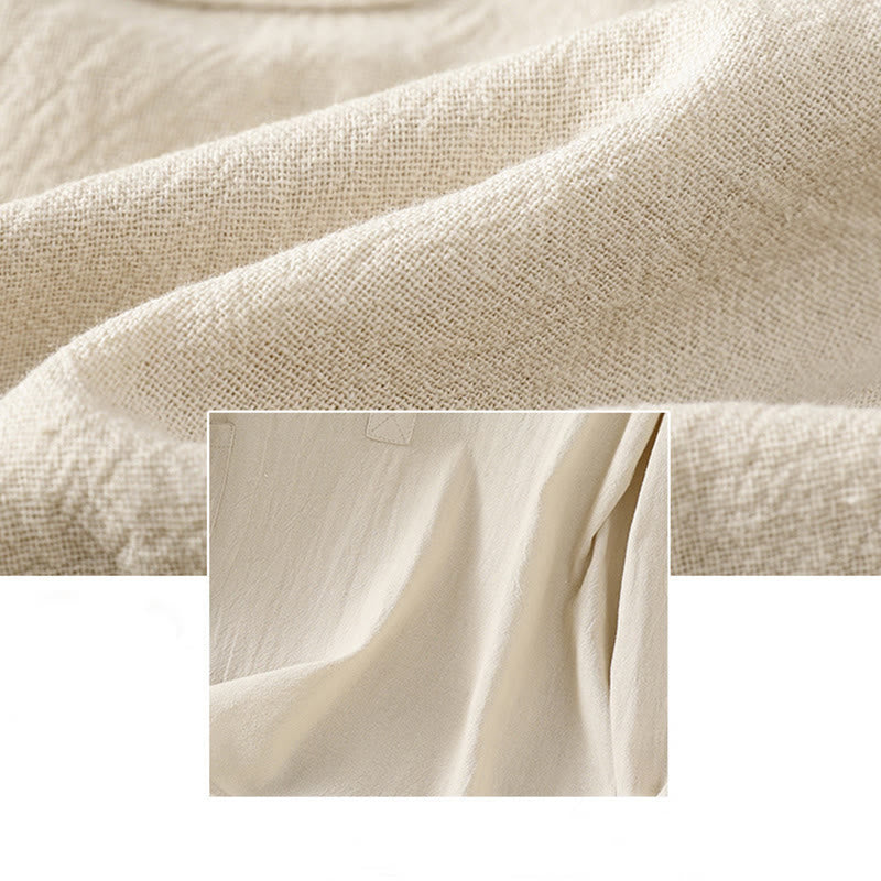 Tactile Cotton Linen Stand Collar Mindful Shirt