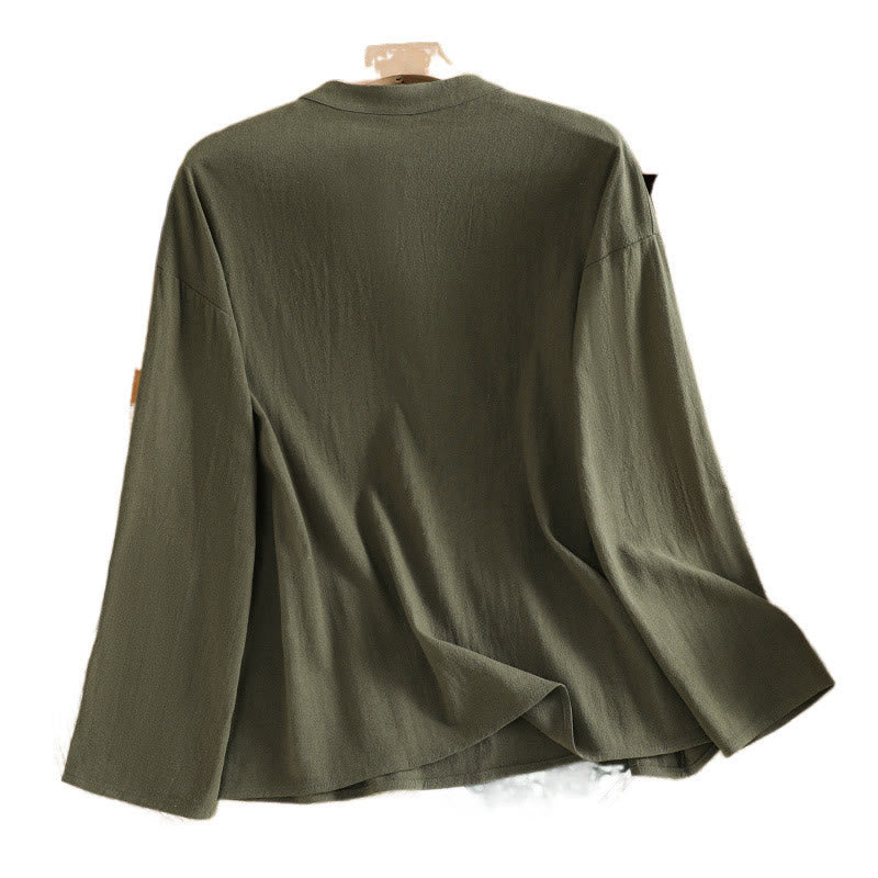Tactile Cotton Linen Stand Collar Mindful Shirt