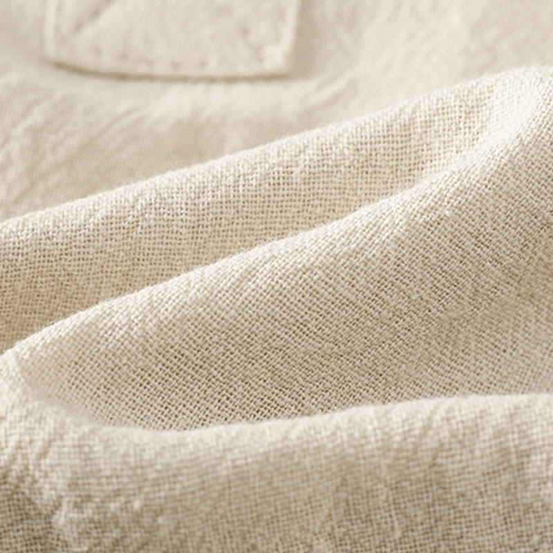 Tactile Cotton Linen Stand Collar Mindful Shirt