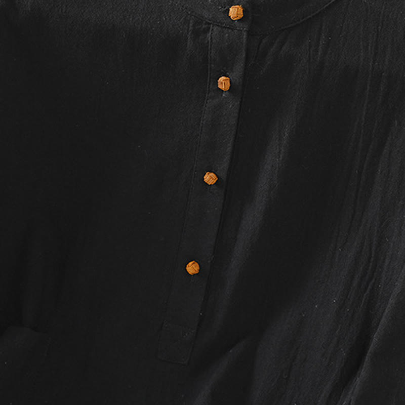 Tactile Cotton Linen Stand Collar Mindful Shirt