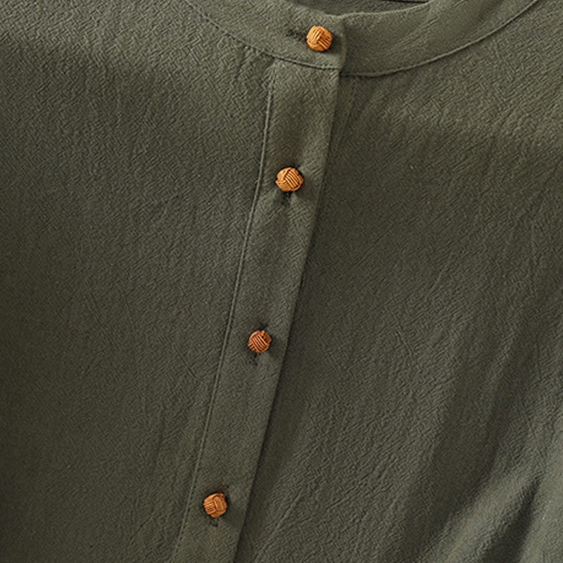 Tactile Cotton Linen Stand Collar Mindful Shirt