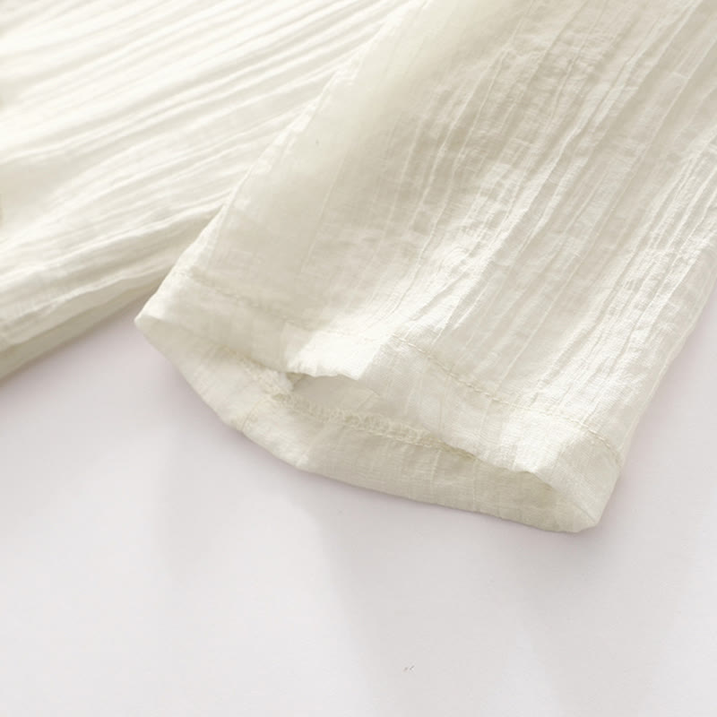 Embroidered Cotton Linen Double-Layer Meditative Midi Dress