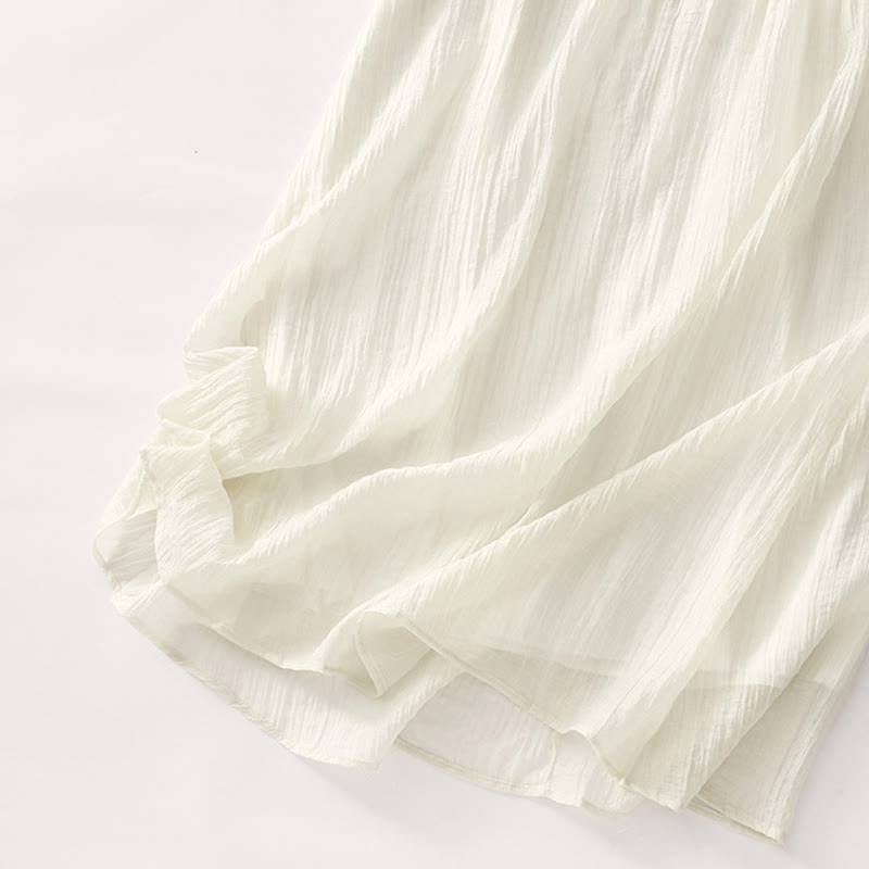 Embroidered Cotton Linen Double-Layer Meditative Midi Dress