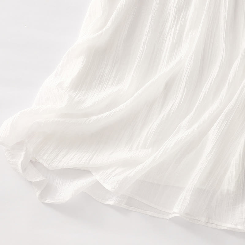 Embroidered Cotton Linen Double-Layer Meditative Midi Dress
