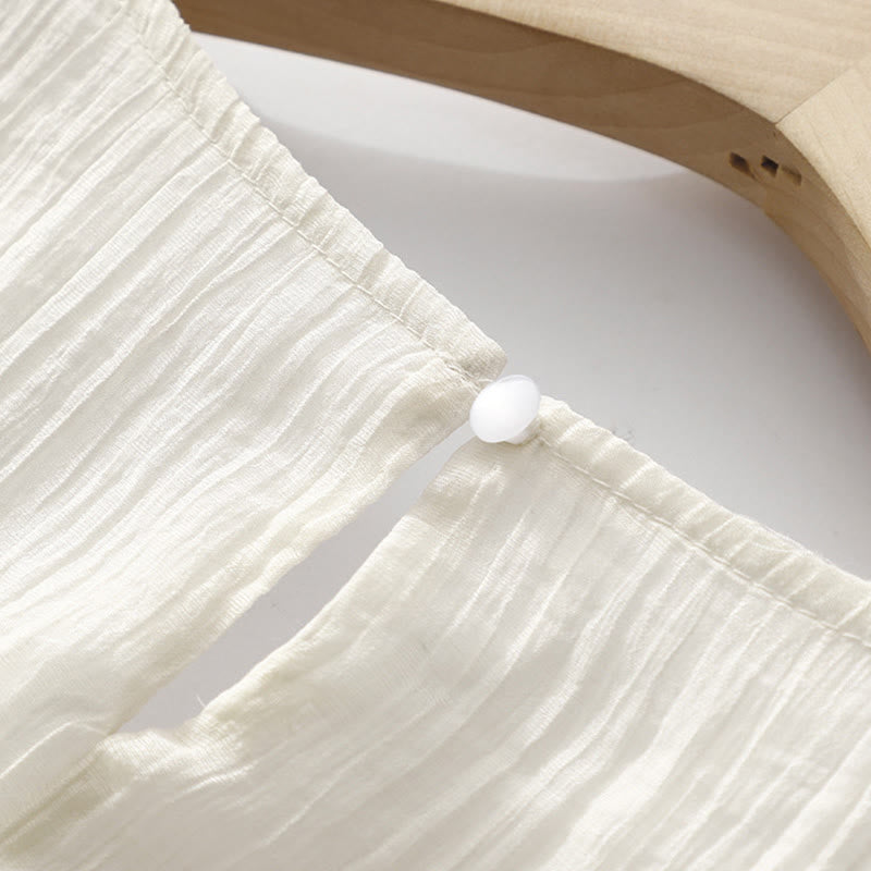 Embroidered Cotton Linen Double-Layer Meditative Midi Dress