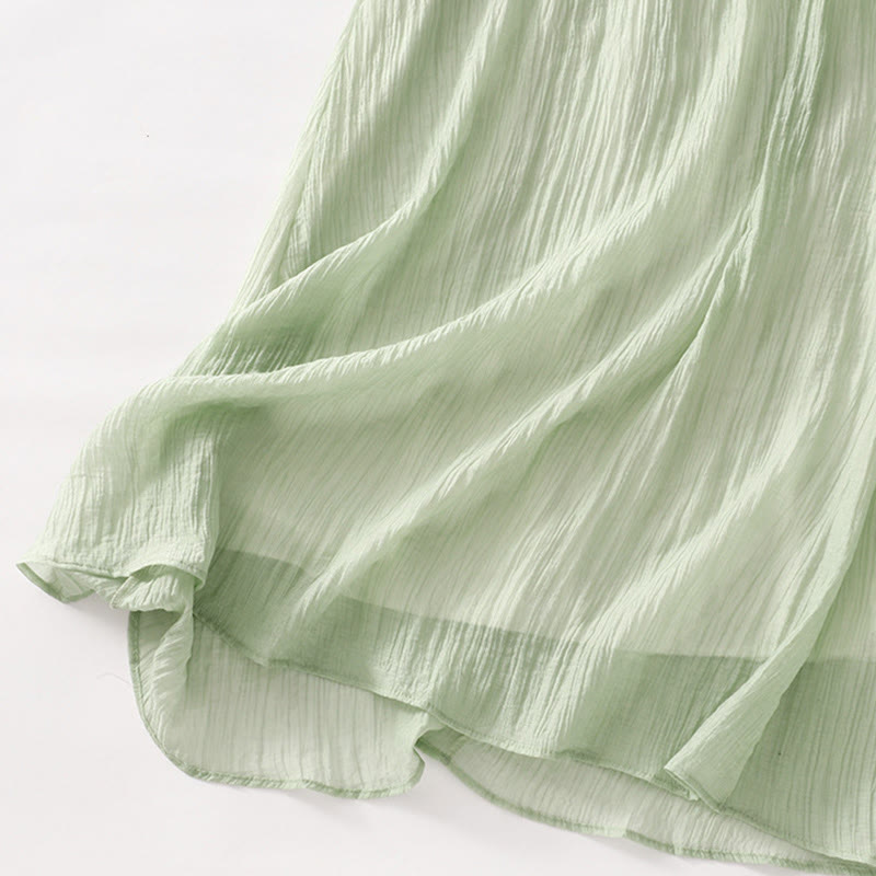 Embroidered Cotton Linen Double-Layer Meditative Midi Dress