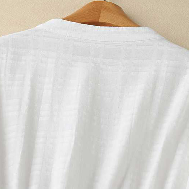 Grounded Cotton Linen Stand Collar Meditation Midi Dress