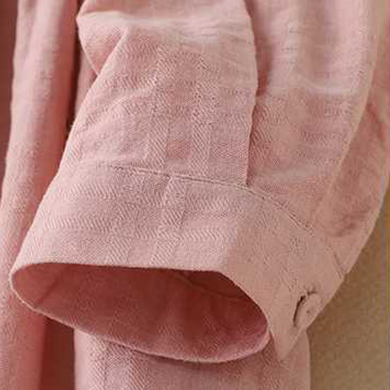 Grounded Cotton Linen Stand Collar Meditation Midi Dress