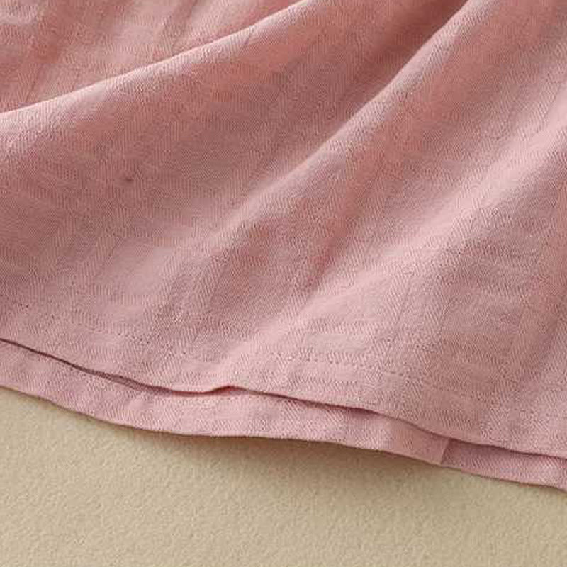 Grounded Cotton Linen Stand Collar Meditation Midi Dress