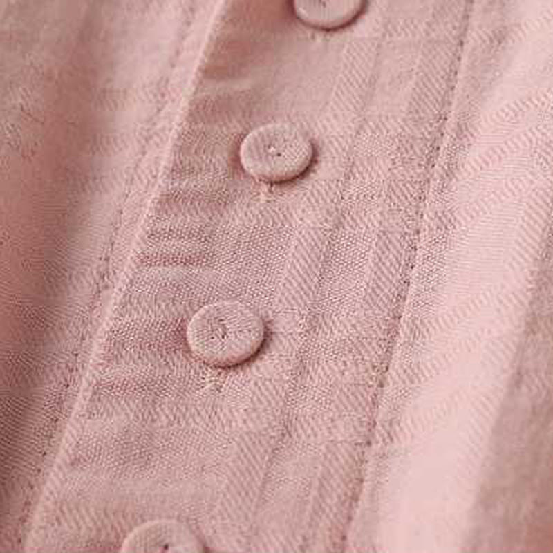 Grounded Cotton Linen Stand Collar Meditation Midi Dress